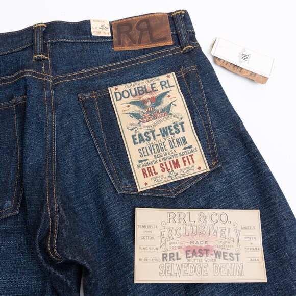 RRL Double RL High Slim East-West Japanese Selvedge Denim Jeans Blue Mens 30x34 - Picture 10 of 14